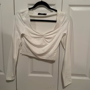 Small White Long sleeve crop top